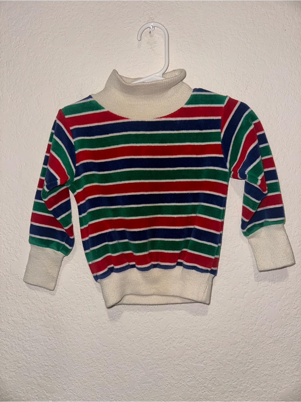 Vintage Healthtex Striped Turtleneck Sweater in Red, Green, Blue Size 24 Months